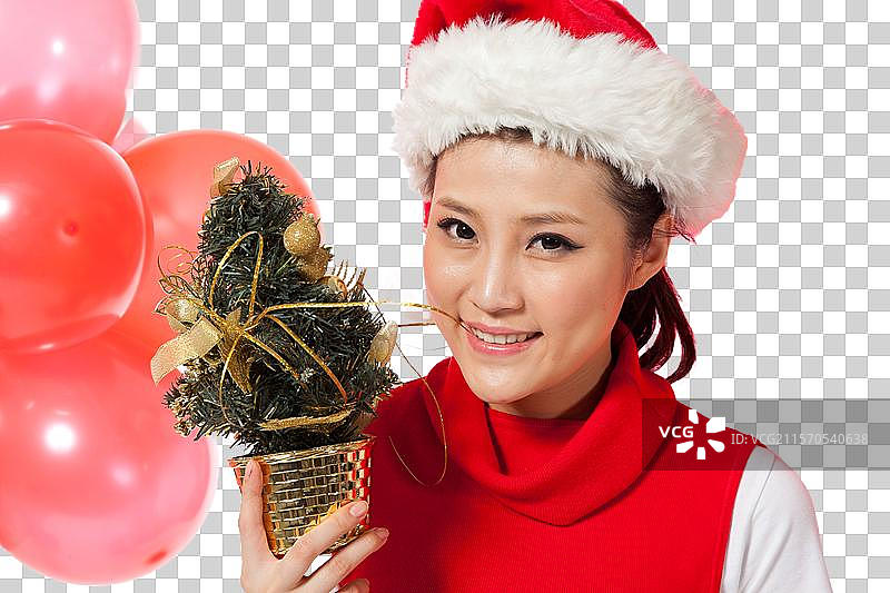 棚拍圣诞节年轻女人图片素材