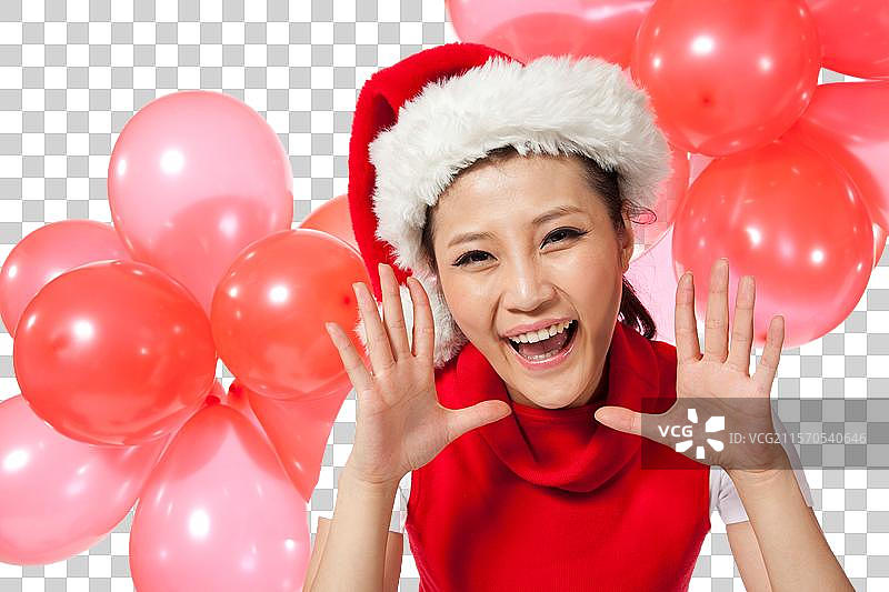 棚拍圣诞节年轻女人图片素材
