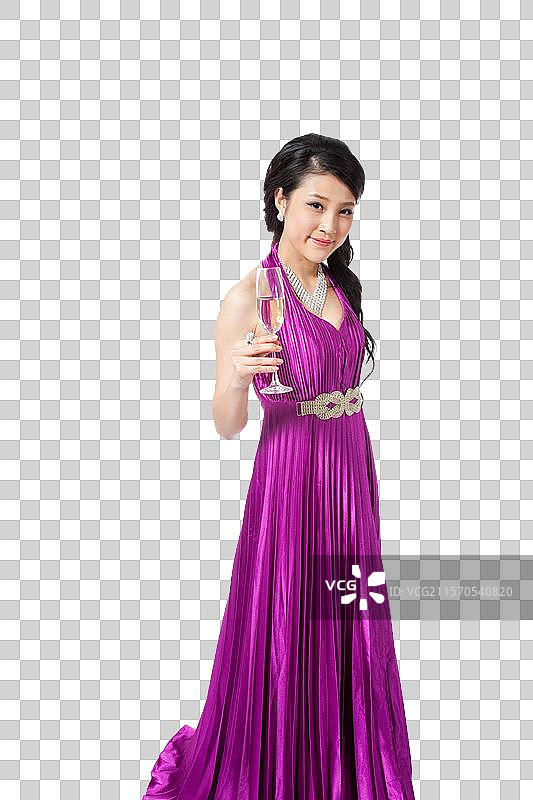 棚拍身穿礼服的年轻女人图片素材