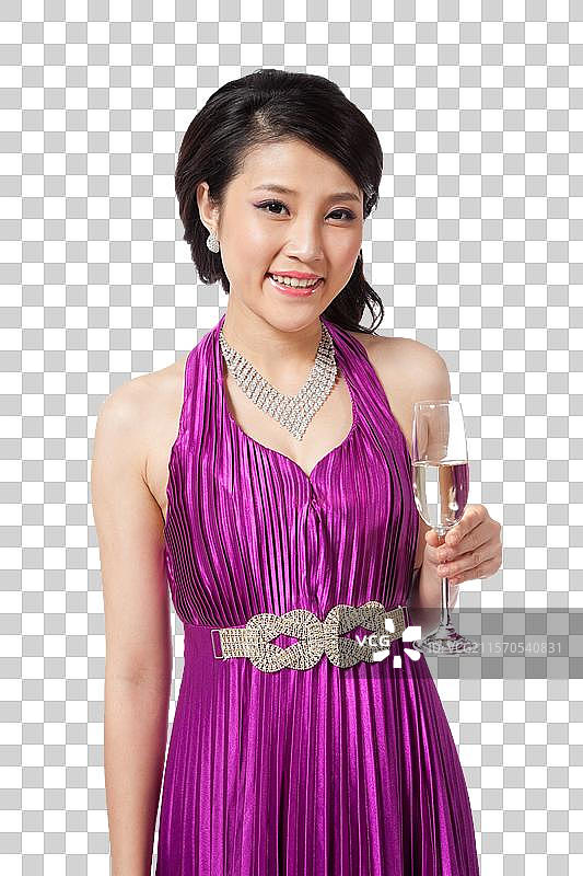 棚拍身穿礼服的年轻女人图片素材