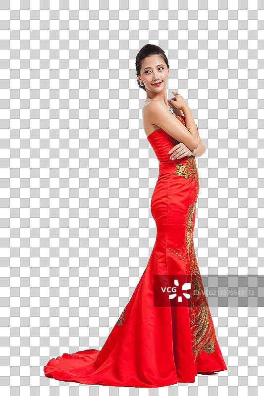 棚拍身穿中国传统服装的年轻女人图片素材