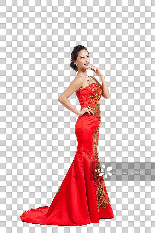 棚拍身穿中国传统服装的年轻女人图片素材