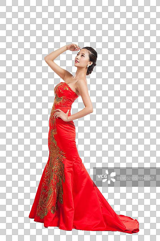 棚拍身穿中国传统服装的年轻女人图片素材