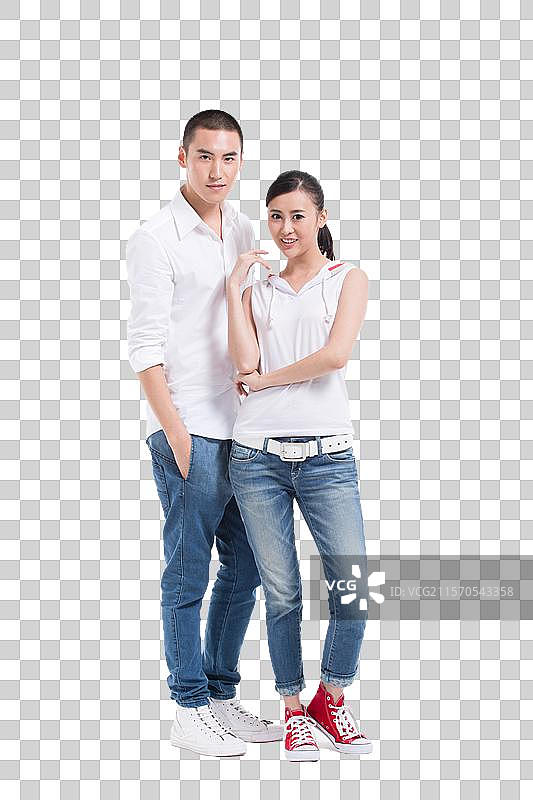 棚拍休闲装年轻情侣图片素材