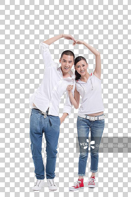 棚拍休闲装年轻情侣图片素材