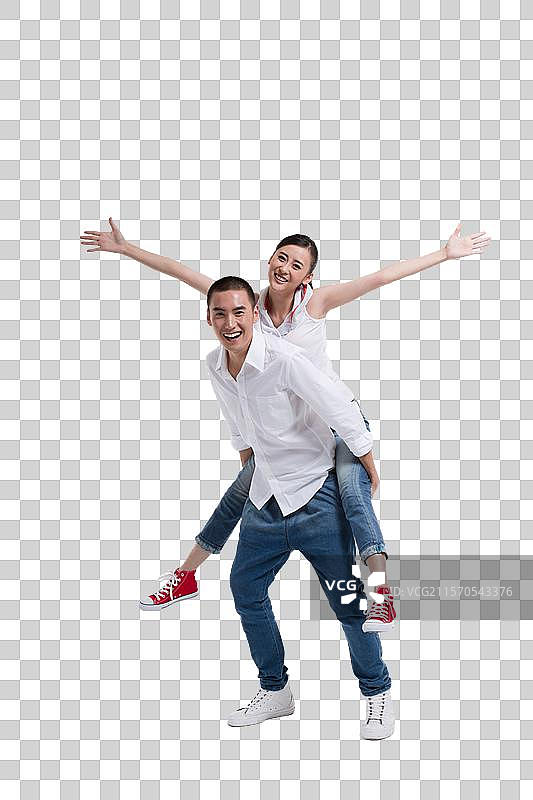 棚拍休闲装年轻情侣图片素材