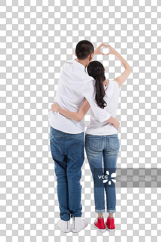 棚拍休闲装年轻情侣图片素材