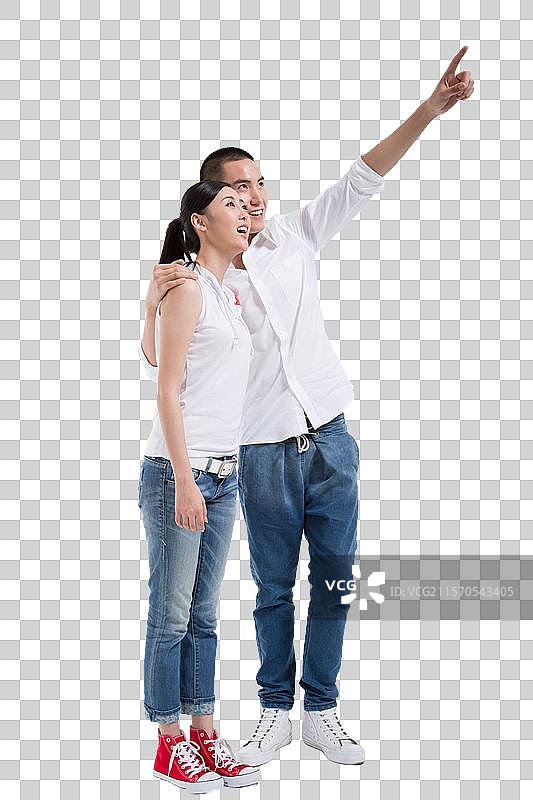 棚拍休闲装年轻情侣图片素材