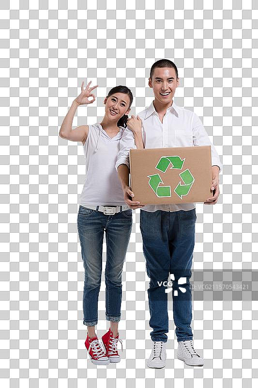 棚拍休闲装年轻情侣图片素材