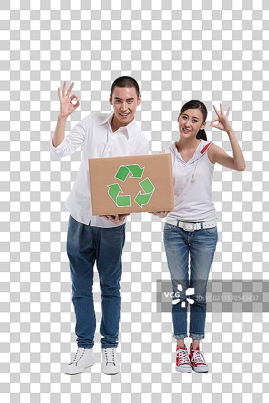 棚拍休闲装年轻情侣图片素材