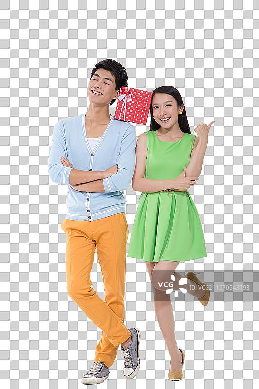 棚拍休闲装年轻情侣图片素材