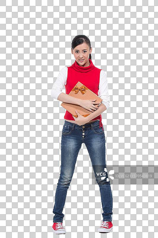 棚拍休闲装年轻女人图片素材