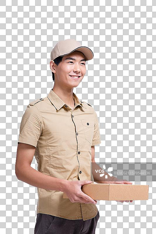 棚拍工作装年轻男快递员图片素材