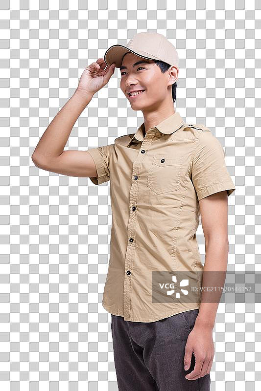 棚拍工作装年轻男快递员图片素材