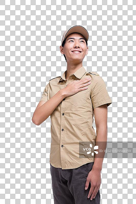 棚拍工作装年轻男快递员图片素材