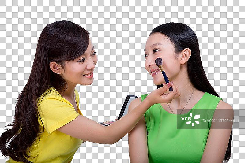 棚拍年轻女人展示商品图片素材