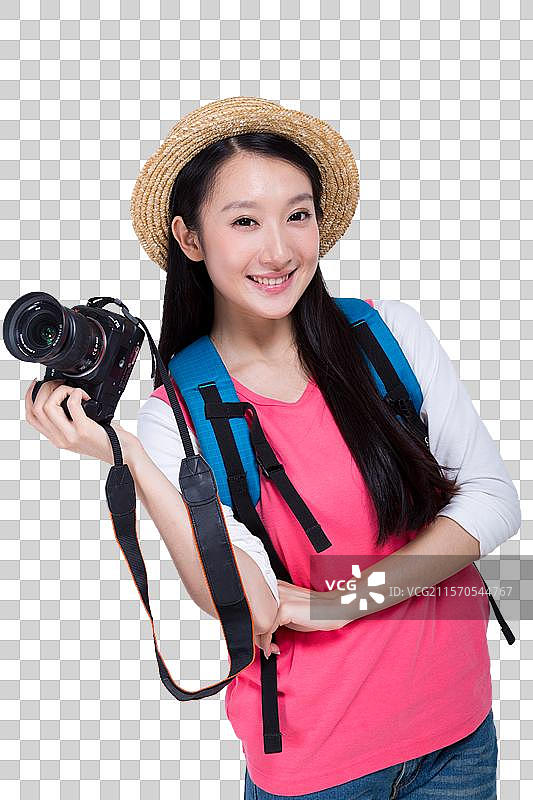 棚拍年轻女人户外旅行摄影图片素材