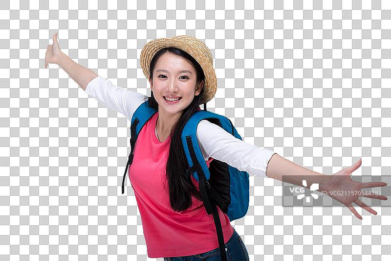 棚拍年轻女人户外旅行图片素材