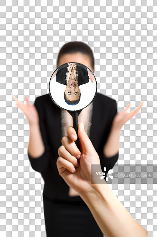 棚拍商务女士和放大镜图片素材