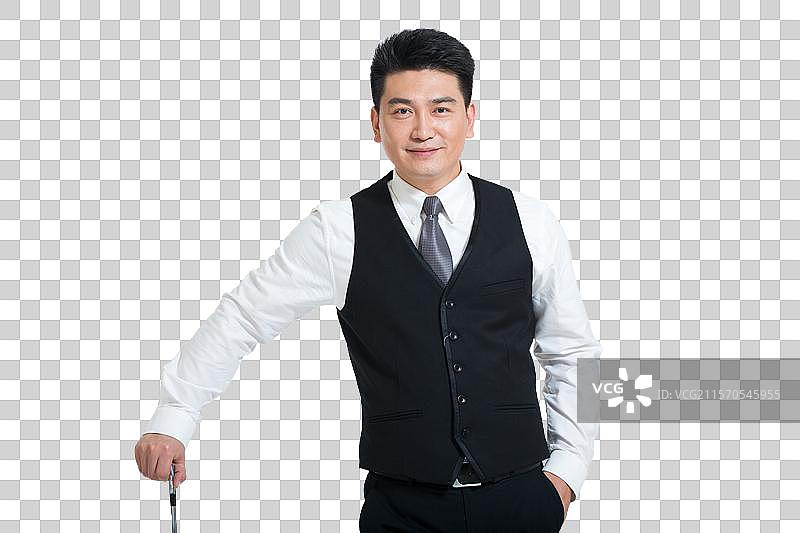 棚拍中年商务男士打高尔夫图片素材