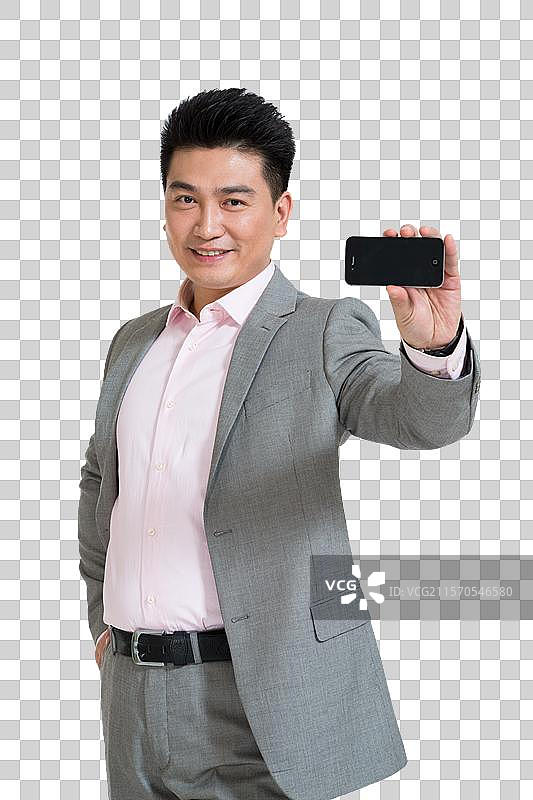 棚拍中年商务男士展示手机图片素材