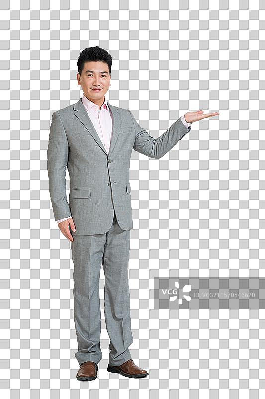 棚拍中年商务男士做手势图片素材