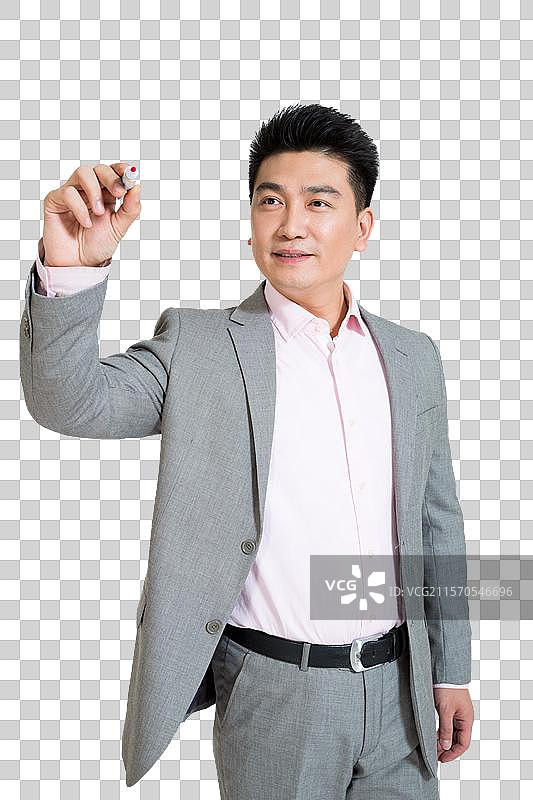 棚拍中年商务男士写字图片素材