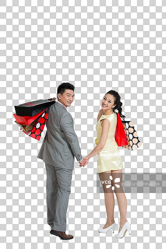 棚拍年轻情侣购物图片素材