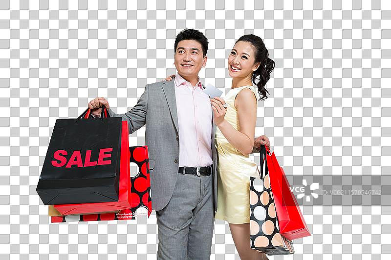 棚拍年轻情侣购物图片素材