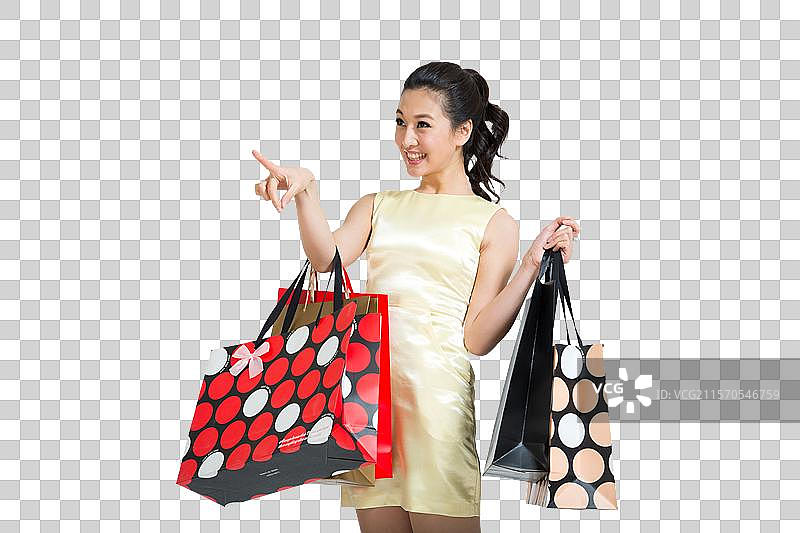 棚拍时尚年轻女人购物图片素材