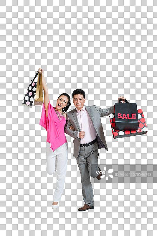 棚拍年轻情侣购物图片素材