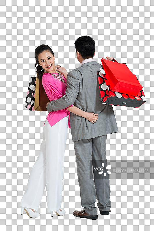 棚拍年轻情侣购物图片素材