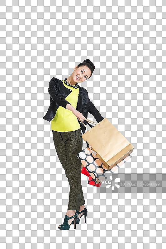 棚拍时尚年轻女人购物图片素材