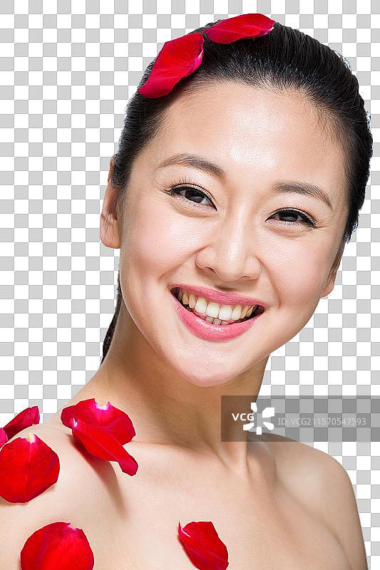 棚拍年轻女人和花瓣图片素材