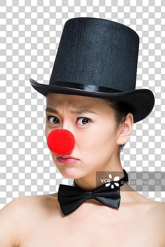 棚拍年轻女人装扮成小丑图片素材