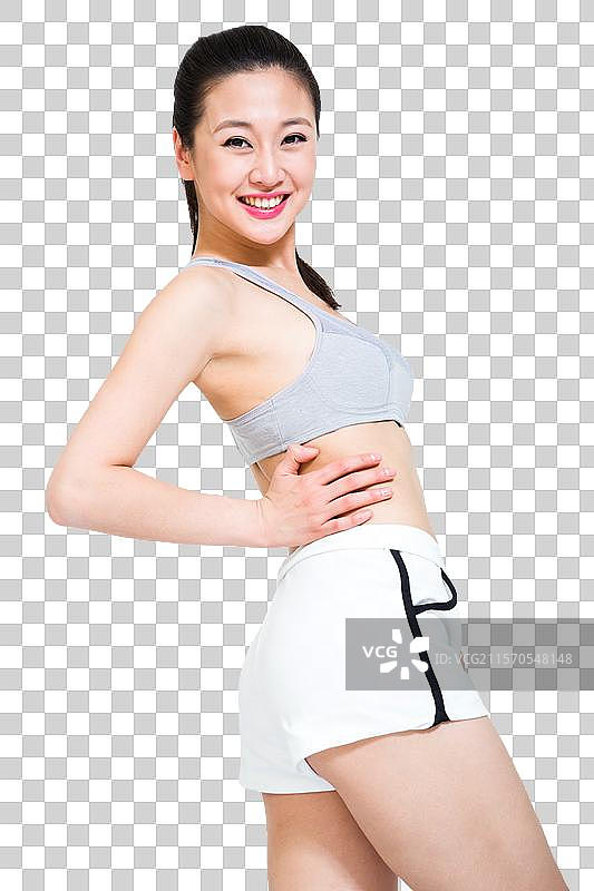 棚拍年轻女人健身运动图片素材