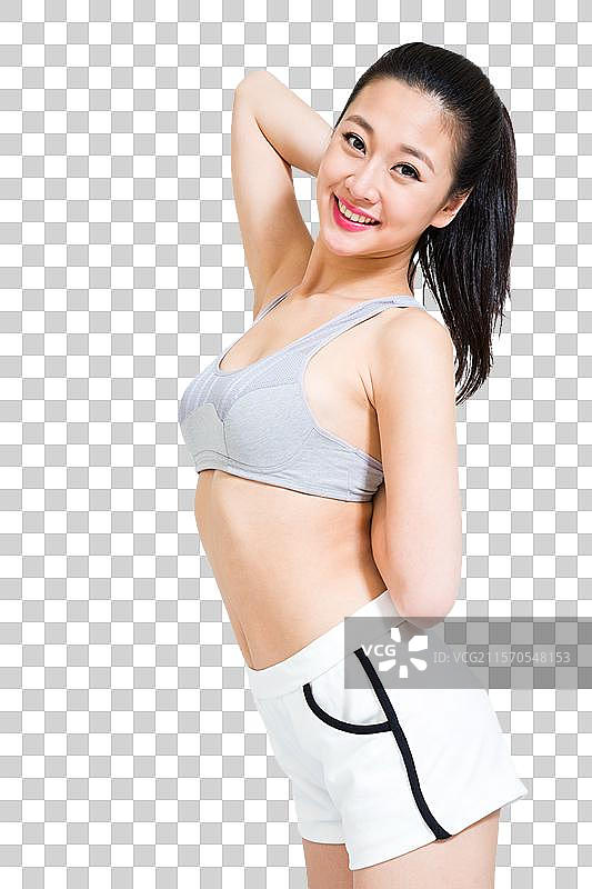 棚拍年轻女人健身运动图片素材
