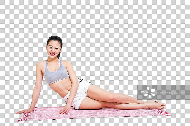 棚拍年轻女人健身运动图片素材