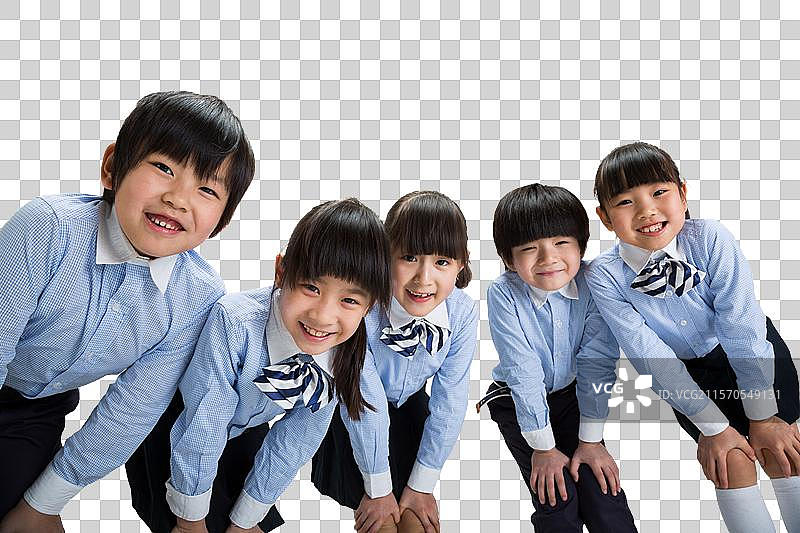 快乐的小学生合影图片素材