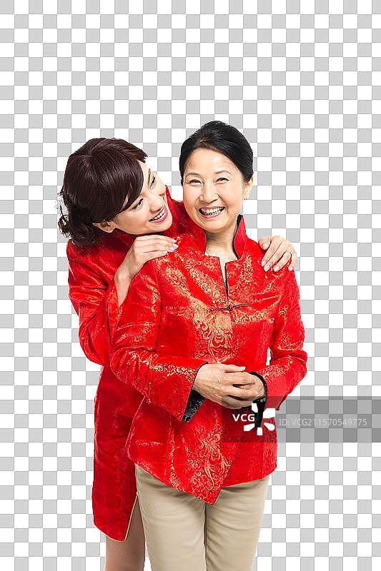 棚拍中国新年唐装母女图片素材