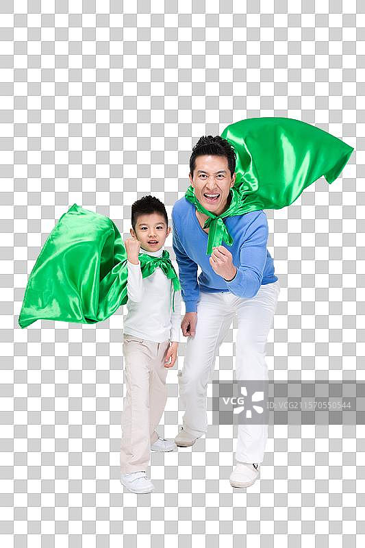绿色节能环保卫士超人父子图片素材