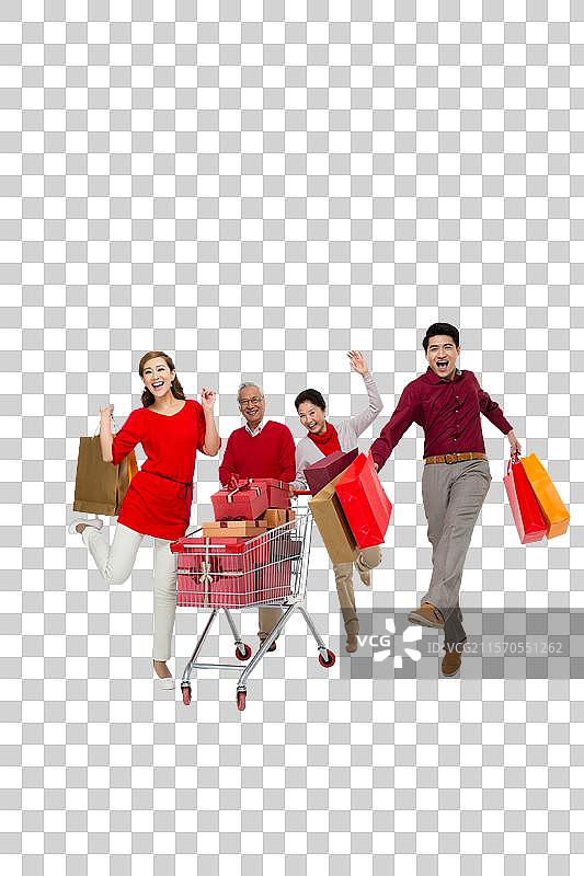 棚拍节日家庭和购物车图片素材