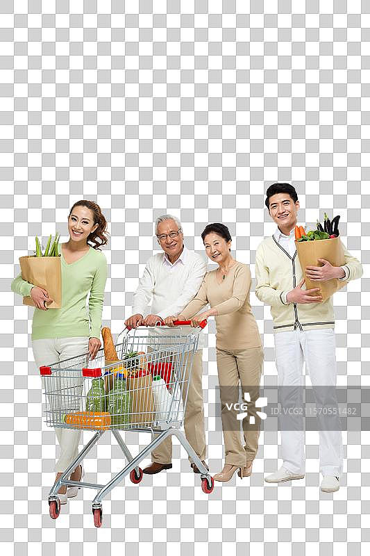 棚拍家庭推购物车购物图片素材