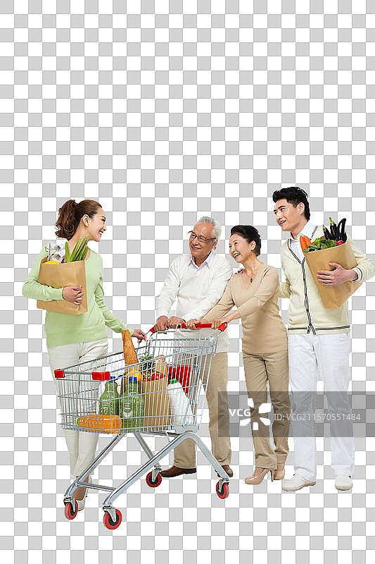 棚拍家庭推购物车购物图片素材