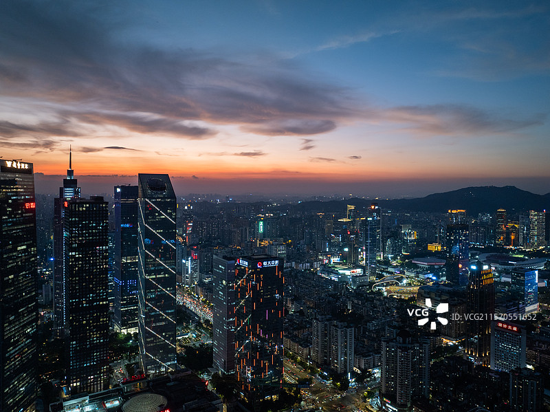 广州城市CBD中心珠江新城夜景图片素材