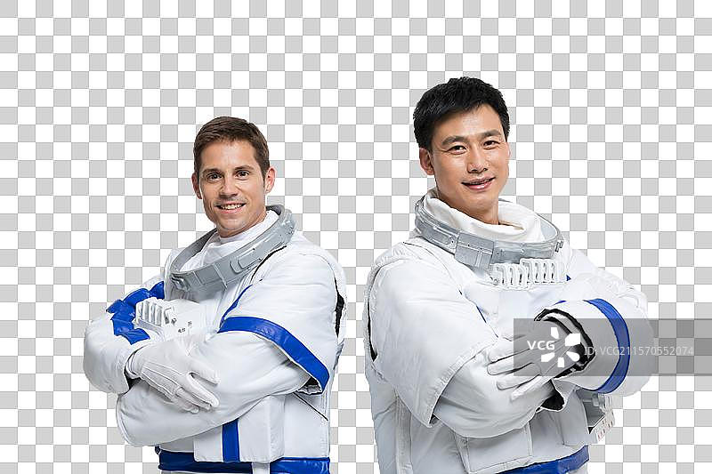 棚拍两个男宇航员图片素材