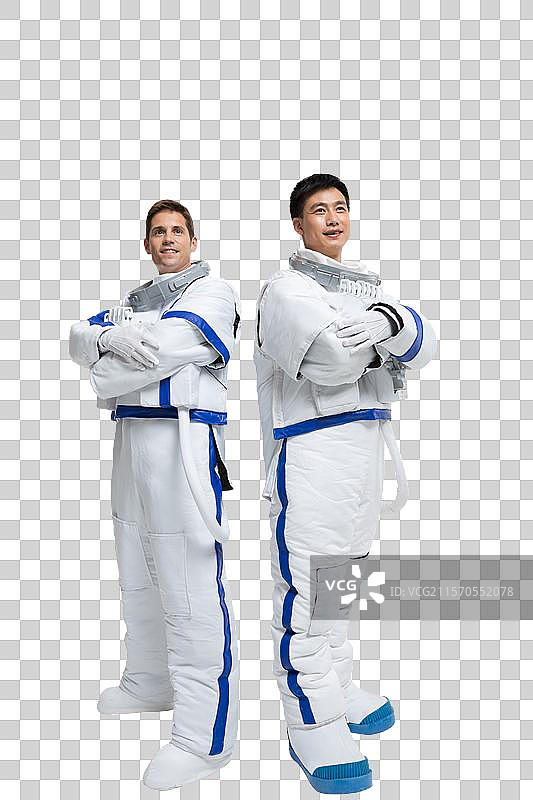 棚拍两个男宇航员图片素材