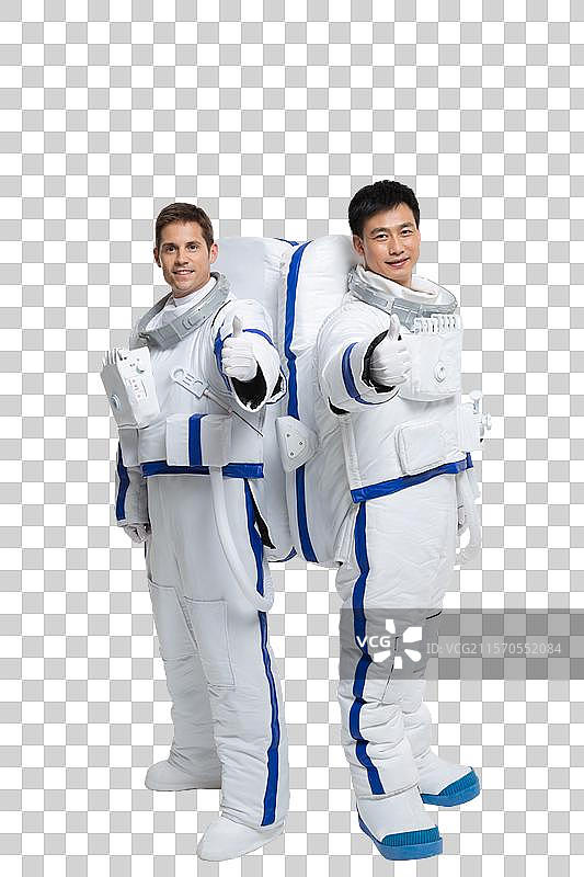 棚拍两个男宇航员图片素材