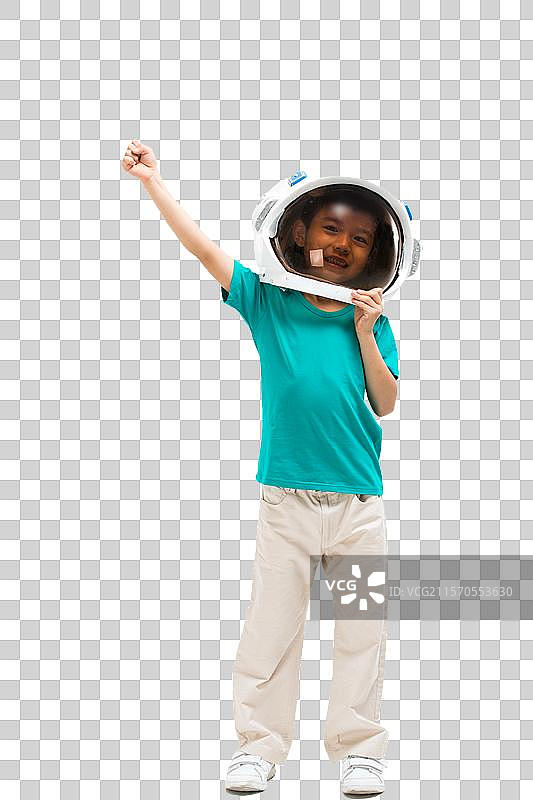 棚拍小男孩戴航天帽图片素材
