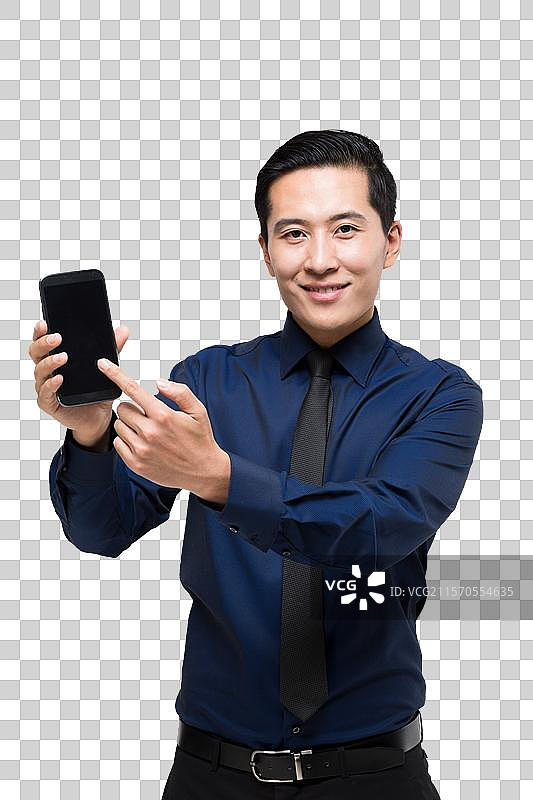 棚拍商务男士使用智能手机图片素材